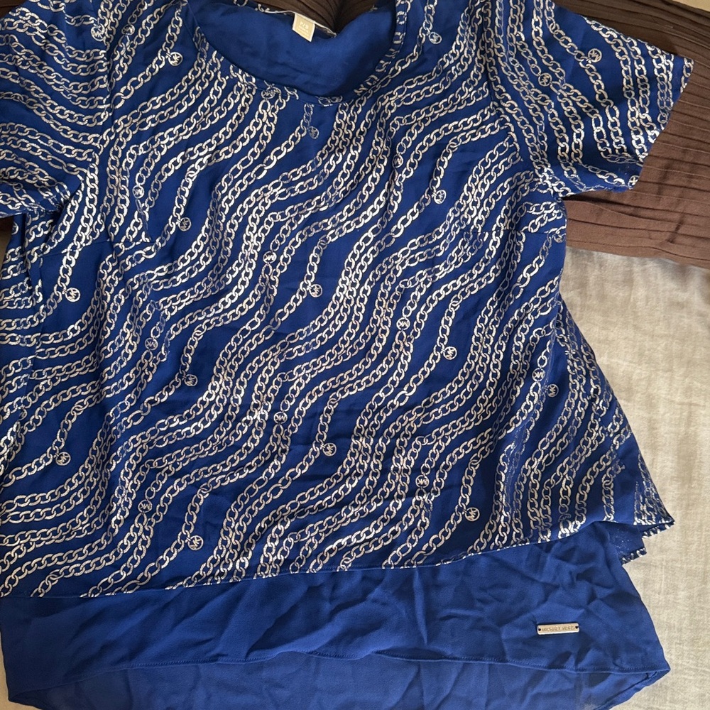 MICHAEL Michael Kors Blue and White Chain Print Tunic